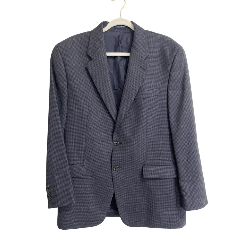 Polo University By Ralph Lauren Mens Wool Blazer 42R Navy Blue Made In Canada